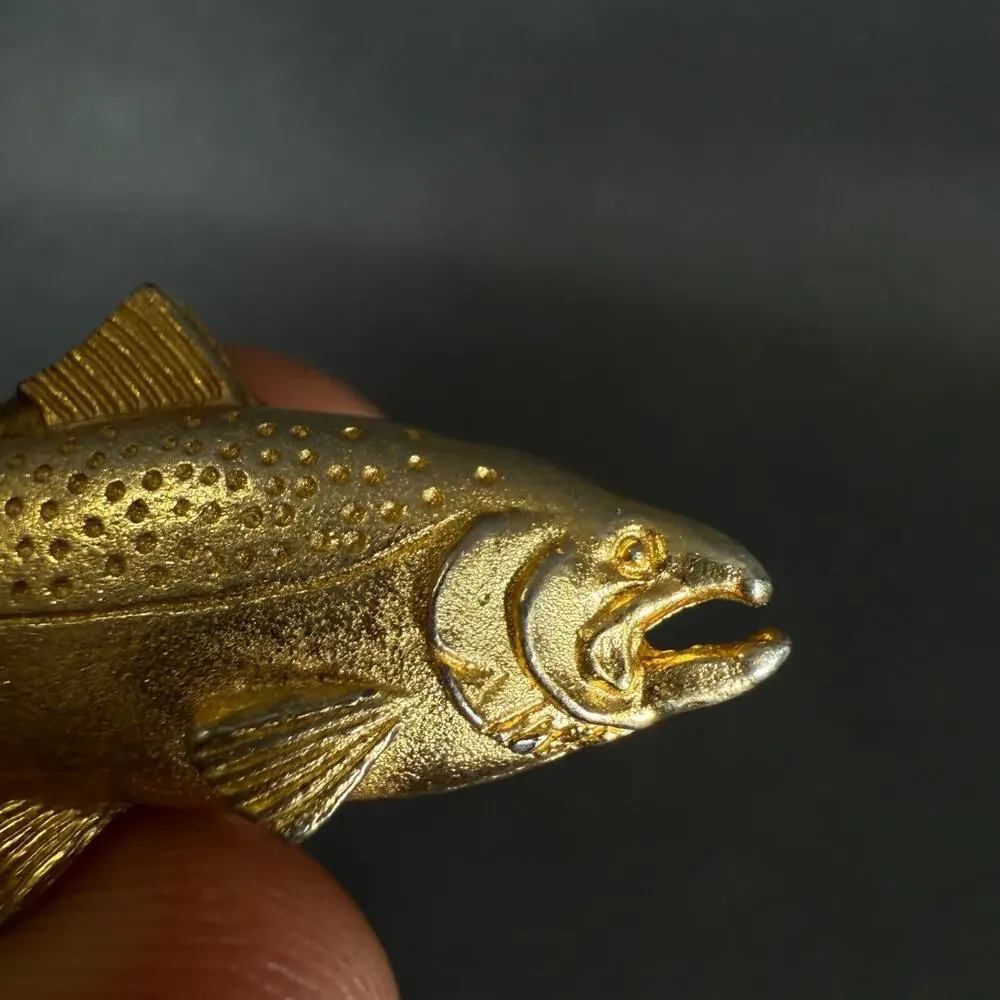 Vintage Ballou Regd Gold-Tone Salmon Fish Lapel Pin Brooch